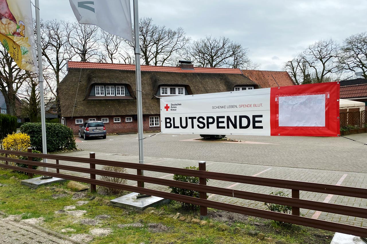 Der Bümmersteder Krug ruft zum Blutspenden auf.