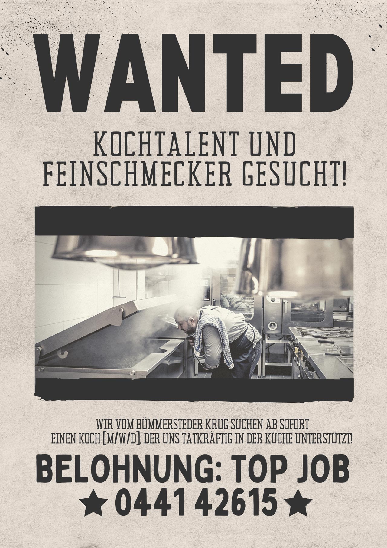 Stellenanzeige Koch oder Köchin gesucht