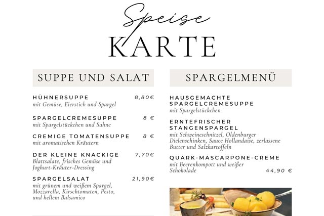 Abendkarte des Bümmersteder Kruges